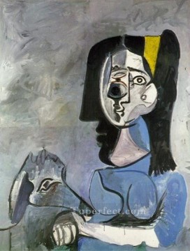  1962 Pintura al %c3%b3leo - Jacqueline assise avec Kaboul II 1962 Cubismo